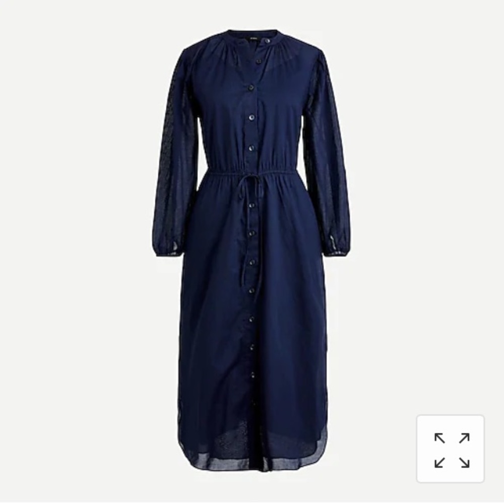 JCrew Navy Tie-waist Cotton Voile Midi Dress